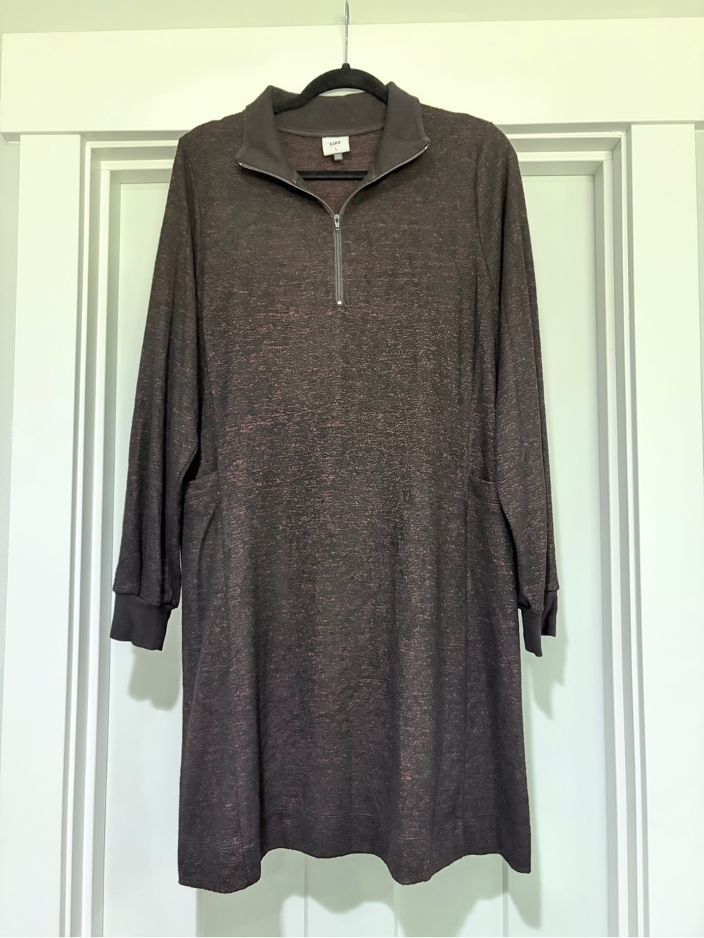 Large CAbi Cuddle Dress # 4215. Heathered Half-Zip Collared Dress.